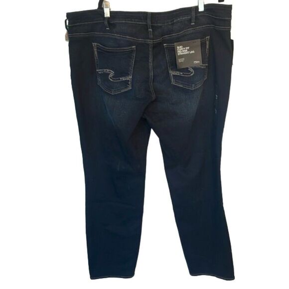 Silver Jeans Women's Plus Size Suki Mid-Rise Straight Leg Jeans Indigo 24W/33 - Picture 5 of 6